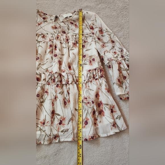 Lucky Brand Boho Babydoll Floral Ruffled Tiered Top Blouse Size XS Extra Small - Picture 6 of 6